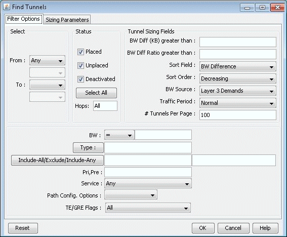 Find Tunnels for Tunnel Sizing