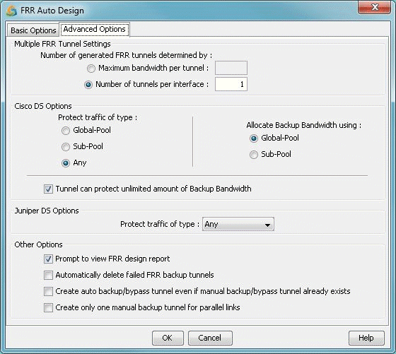 FRR Design - Advanced Options Tab