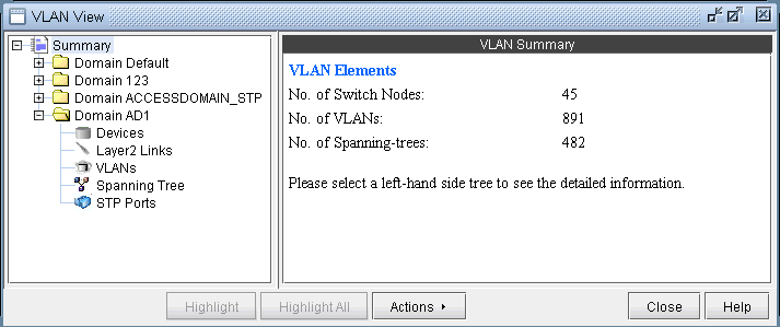 VLAN View Window after Defining Access Domains