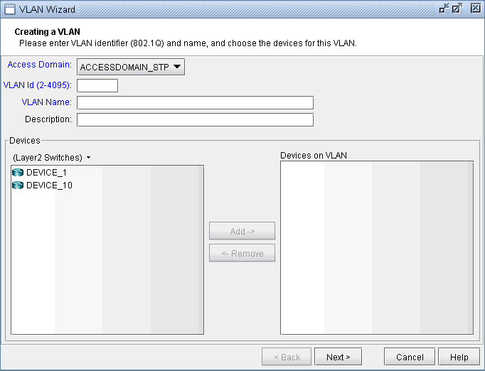 VLAN Wizard Window