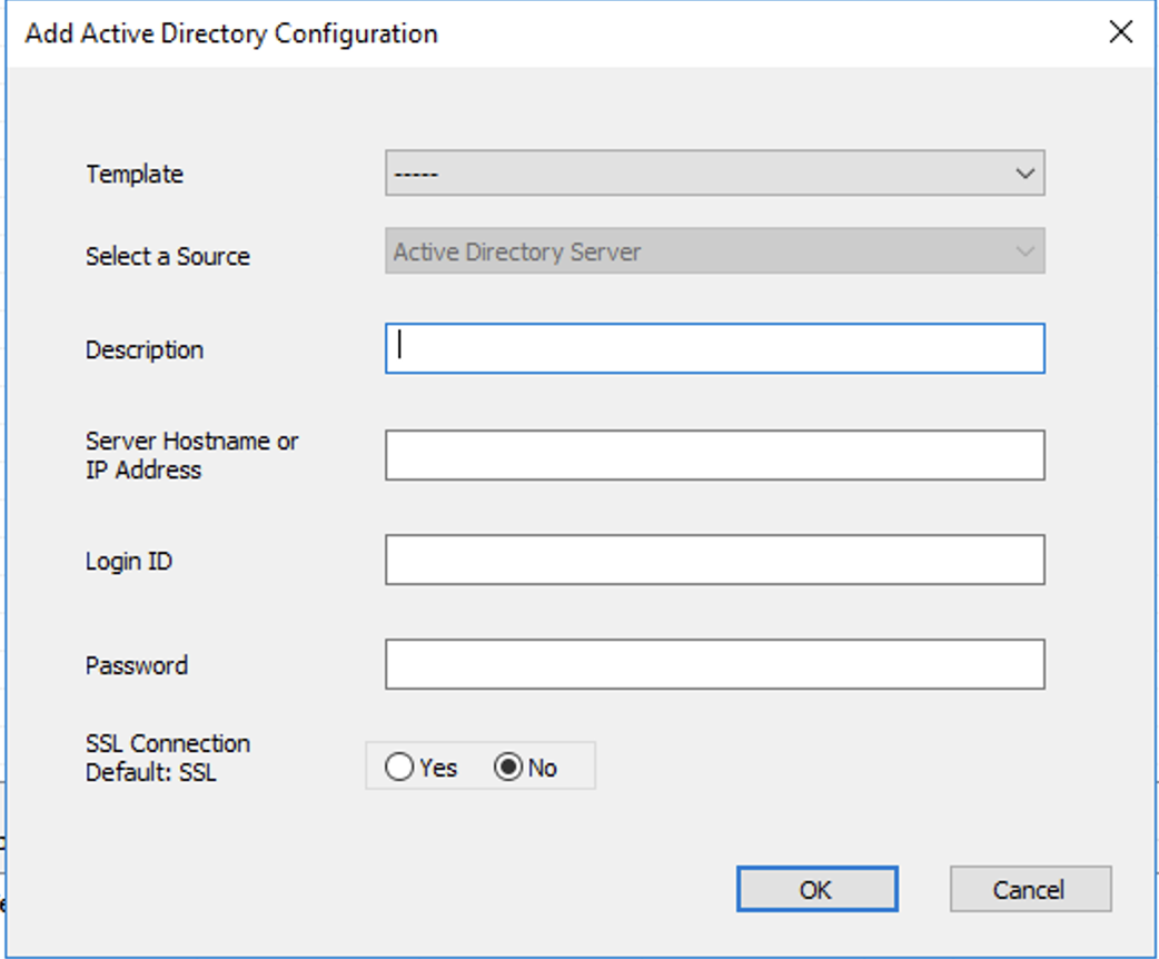 Add Active Directory Configuration Window