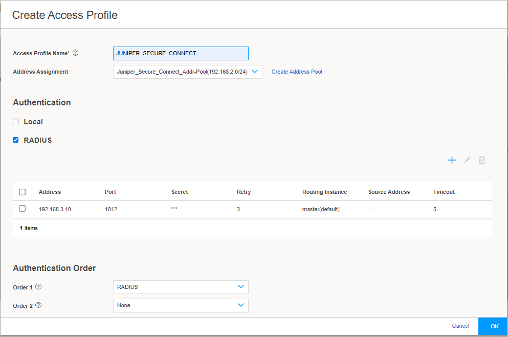 Create Access Profile Page