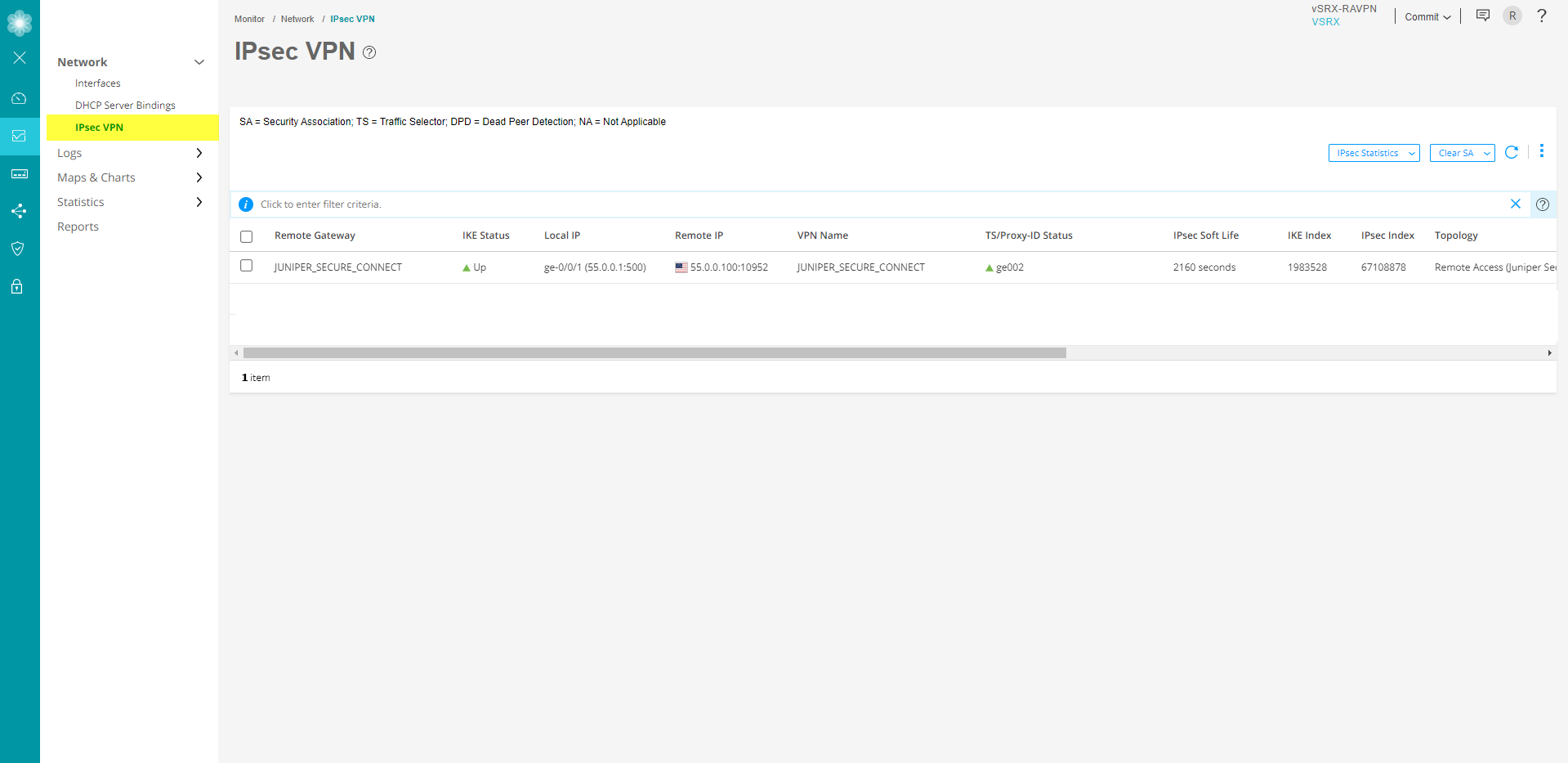 Monitor IPsec VPN Page