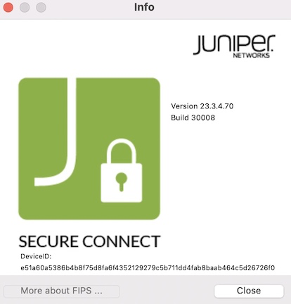 Displays Juniper Secure Connect Device ID Information