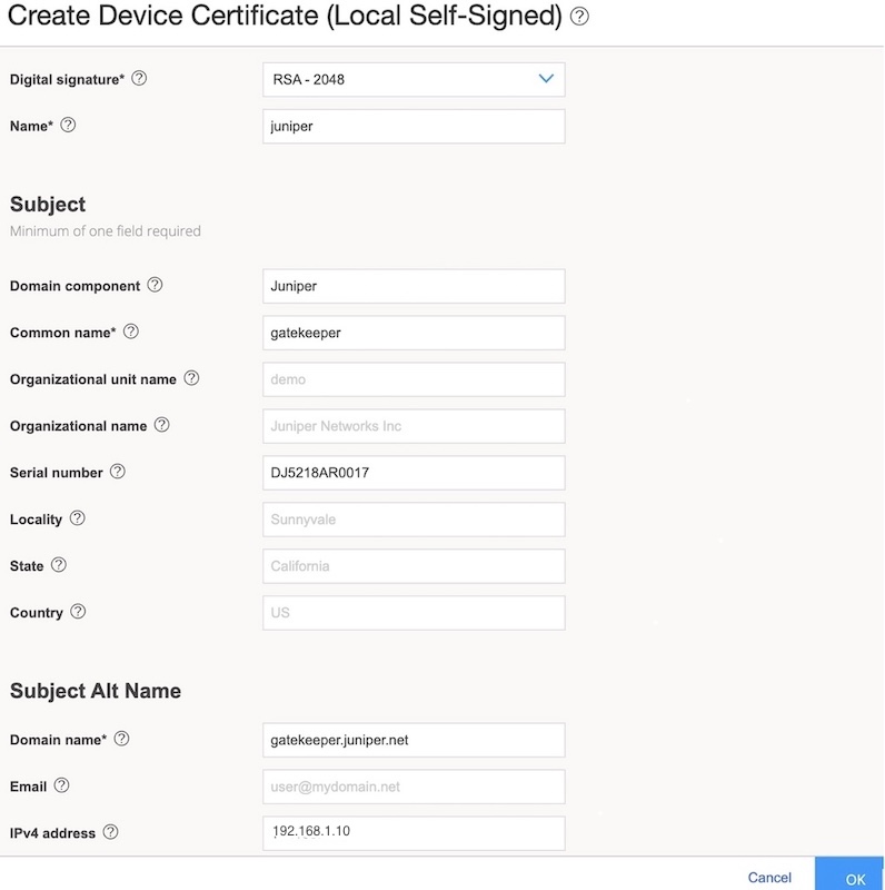 Generate a Certificate Request or a Self-signed Certificate