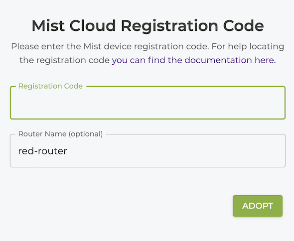 Enter Mist Registration Code